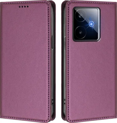 Produktbild von Handyhülle für Realme GT 7, Kunstleder Klapphülle Stoßfeste Magnetische Hülle mit Ständer Lila