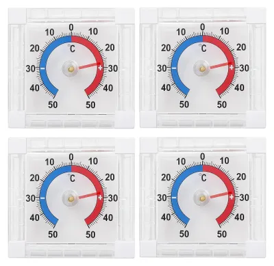 Produktbild von Analoges Thermometer,4er-Set außenthermometer,Aussenthermometer Wetterfest, Für Fenster Und Außenbereich, Temperaturmessung Im Haushalt Und Outdoor
