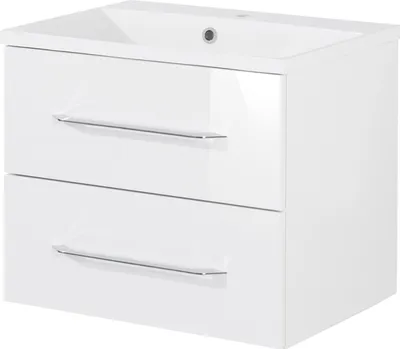 Produktbild von FACKELMANN Waschtischunterschrank inkl. Gussbecken B.CLEVER / Soft-Close-System / Maße (B x H x T): ca. 60 x 48,5 x 46 cm / Möbel fürs WC oder Badezimmer / Schrank: Weiß / Becken: Weiß
