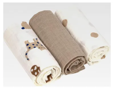 Produktbild von Baby Puckdecke Spuckdecke Pucktuch Mulltuch 3er Set Baumwolle 60 x 60 cm