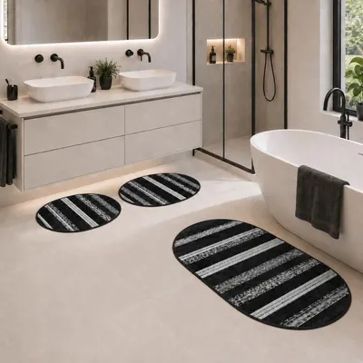 Produktbild von Bosdela Ovales 2-Teiliges Badezimmerteppich-Set, WC-Vorleger-SetBarcode Oval, KI-generiertes Bild