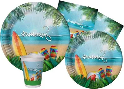 Produktbild von Sommerparty Geschirr Set 24 Personen 112 Teile