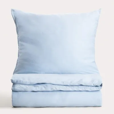 Produktbild von HOMLA AVELIA Viskose-Mischung Satin-Bettwäsche blau 140x200 + 1*70x80 cm