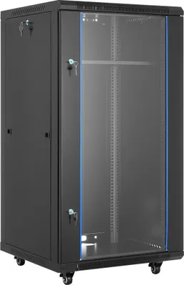 Immagine prodotto di Armadio di rete 22U per montaggio a parete, profondità 600 mm, capacità di carico massima 136 kg. Armadio rack per server con porta in vetro temperato con serratura, pannelli laterali, rack per server per apparecchiature IT, dispositivi A/V.