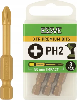 Image de ESSVE XTR Embouts à impact pour tournevis à choc PH2 Résistant aux chocs 50 mm 3 pces