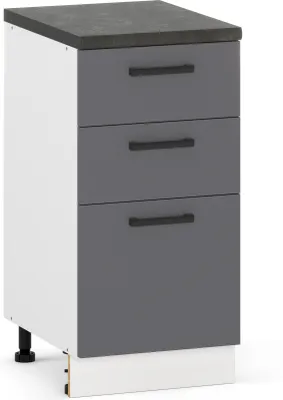 Produktbild von ULWEHOME 40 cm hoher freistehender Küchenschrank mit 3 Schubladen, Anthrazit | Küchenmöbel der Serie EKO
