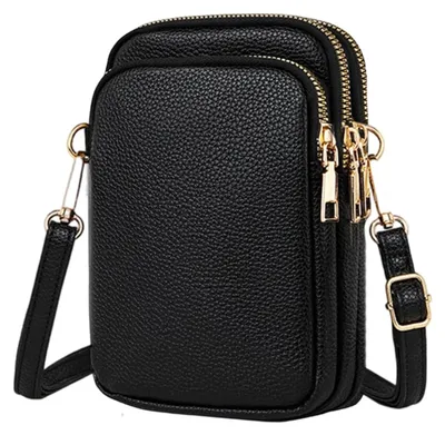 Immagine prodotto di Custodia per cellulare con portafoglio, in pelle nera, per donna