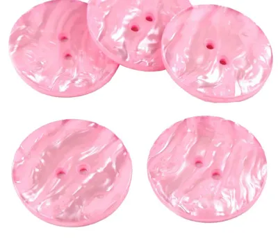 5 Kunststoffknöpfe in Perlmuttoptik 38 mm rund 2 Loch-Knöpfe rosa