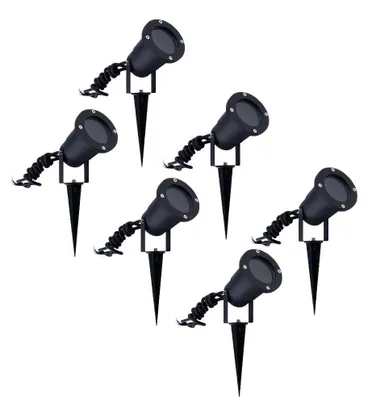 Produktbild von Ledvion 6er Set Gartenstrahler mit Erdspieß IP65 GU10 ohne Leuchtmittel