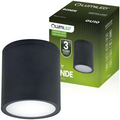 Produktbild von LUMILED Aufbauleuchte Aufbauspot 230V GU10 Fassung max. 12W LED IP54 Außenlampe Deckenleuchte Deckenlampe Aluminium Gehärtetes Glas Schwarz