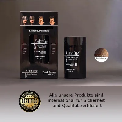 Image de Color One cheveux en poudre brun foncé 25g - Épaississement immédiat des cheveux avec un look naturel
