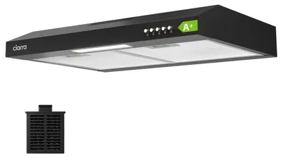 Unterbau-Dunstabzugshaube 60 cm, 220 m³/h, 3 Stufen, schwarz