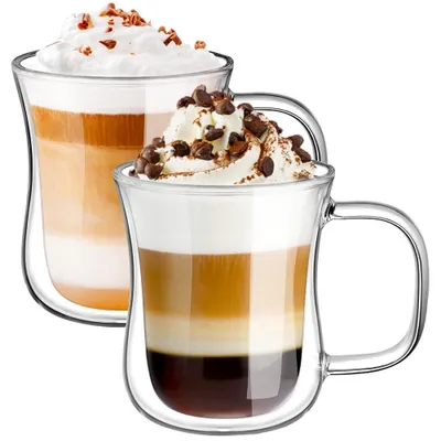 Image de Verres à café à double paroi - Verres résistants à la chaleur pour latte macchiato - 240 ml - Lot de 2