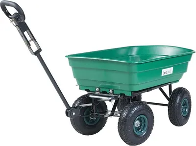 Produktbild von Bollerwagen Corfinio Transportwagen mit Kippfunktion 111 x 51 cm Handwagen Luftreifen max. 250 kg Gartentrolley Gartenwagen Grün/Schwarz