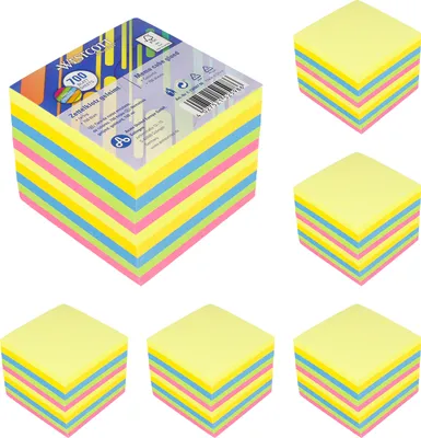Produktbild von Zettelklotz Bunt Memo-Würfel Geleimt Notizzettel farbiges Papier 700 Blatt, 9 x 9 cm
