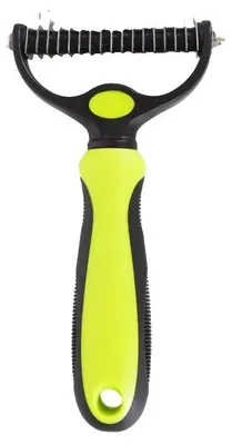 Obrázok produktu pre Kefa na starostlivosť o srsť, obojstranná, s ergonomickou rukoväťou, zelená, veľkosť S