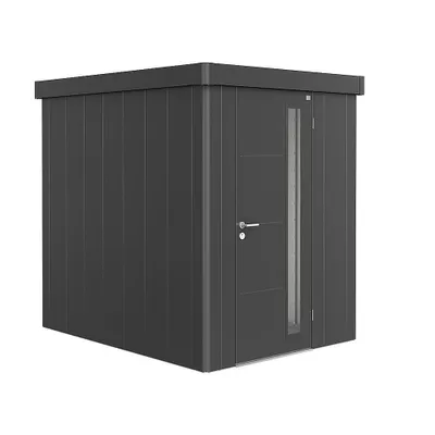 Obrázok produktu pre Plechový záhradný domček Biohort Neo 2A jednokrídlové dvere 166x222 cm tmavosivý metalický