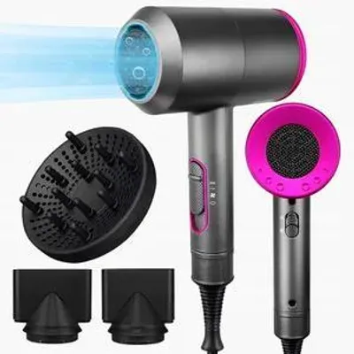 Image de Sèche-cheveux ionique AC Motor 2000W Sèche-cheveux, séchage rapide Hair Dryer, sèche-cheveux de salon avec bouton chaud/froid, 3 concentrateurs de sèche-cheveux et diffuseur