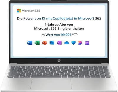 Produktbild von HP 15-fd0016ng, Intel® N, 39,6 cm (15.6"), 1920 x 1080 Pixel, 4 GB, 128 GB, Windows 11 Home in S mode