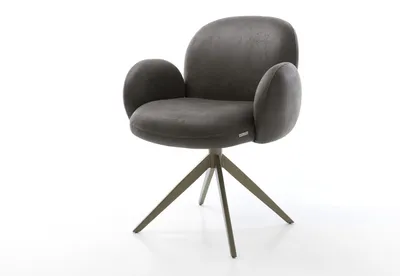 Produktbild von DELIFE Drehstuhl Nube-Flex mit Armlehnen Mikrofaser Anthrazit Vintage Kreuzgestell breit Effektfinish Titan 360° drehbar Wippfunktion Taschenfederkern