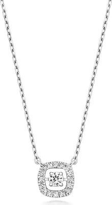 Produktbild von Klassische 9 Karat (375) Weißgold Damen - Diamant Anhänger mit Kette Brillant-Schliff 0.07 Karat H - I1 - 46cm*5mm; TRS21461