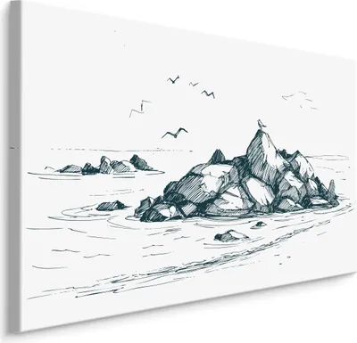 Produktbild von Fabelhafte Canvas LEINWAND BILDER 70x50 cm XXL Kunstdruck Strand Meer Felsen Möwen