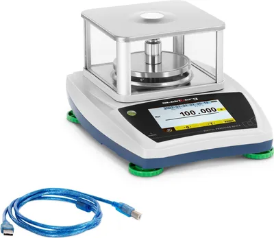 Obrázek produktu pro Expondo Steinberg Systems Přesná váha – 300 g / 0,001 g – Ø 98 mm – dotykový LCD displej – skleněný ochranný kryt
