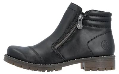 Produktbild von Rieker Damen Stiefelette gesteppter Einstieg Reißverschlüsse Profilsohle 79550, Größe:39 EU, Farbe:Schwarz