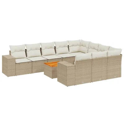 Produktbild von 11-tlg. Garten-Sofagarnitur mit Kissen Beige Poly Rattan