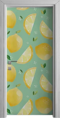 Produktbild von Tür Selbstklebende 90x210 cm Türfolie Türtapete Klebefolie - Tropisch Früchte Zitrone