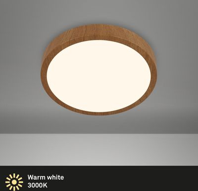BRILONER RUNA WOOD LED Deckenleuchte, Warmweißes Licht, holzfarbiger Metallrahmen, holzfarbig, 28 x 4 cm