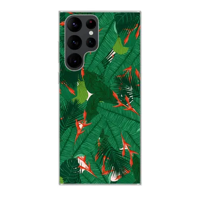 Produktbild von MuchoWow® Handyhülle Schutzhülle Hülle für Samsung Galaxy S22 Ultra Blumen - Blätter - Muster Silikon Softcase Handy Hülle - Abbildung