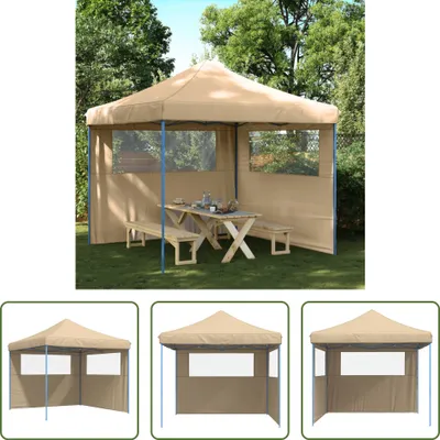 Obrázok produktu pre The Living Store Párty stan Skladací pop-up stan s 2 bočnými panelmi béžový