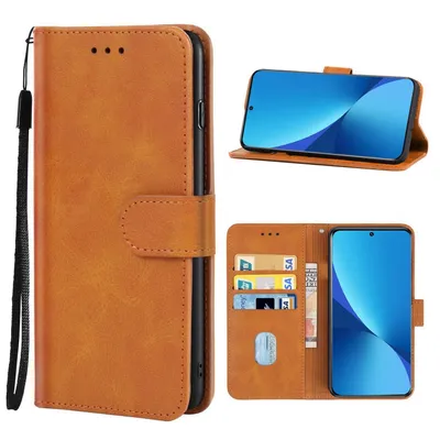 Image de Coque König Design compatible avec le Xiaomi 12 Pro, en simili cuir, pour téléphone portable - Étui de téléphone marron