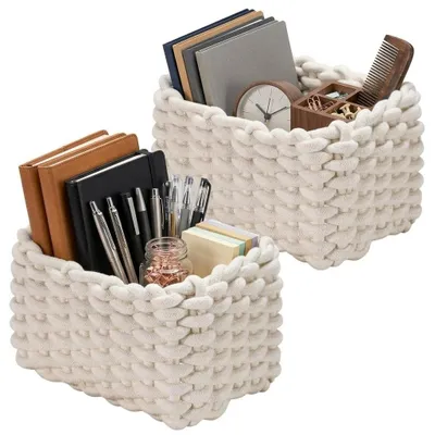 Aufbewahrungskorb geflochten 2er-Set 19x15x12 cm weiß