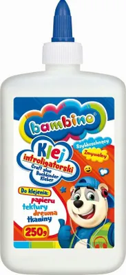 Obrázek produktu pro Lepidlo v tubě Bambino, 250 ml - Univerzální lepidlo vhodné pro školní, kreativní a domácí projekty. Kvalitní 250 ml tuba usnadní aplikaci. Vhodné pro děti i dospělé. Nekapavé a snadno použitelné.