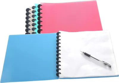 Produktbild von Famanu A4 Präsentationsmap mit 160 transparenten Hüllen - 320 Sichtseiten - Ringbuch - Set in 4 Farben