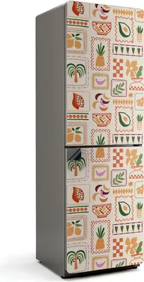 Zdjęcie produktu dla Roślinne i geometryczne wzory - Magnetyczna osłona lodówki - Magnetyczna folia dekoracyjna do kuchni - Magnetyczna dekoracja lodówki - Samoprzylepna tablica magnetyczna - Folia magnetyczna na drzwi lodówki - 60x190 cm