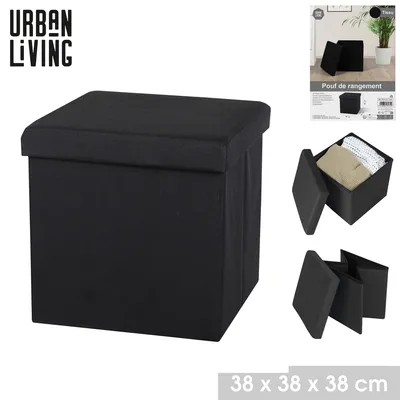 Produktbild von Urban Living Sitzhocker Sitzwürfel Aufbewahrungsbox Tissu 53274 schwarz