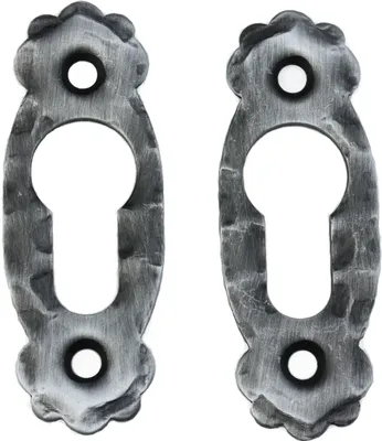 Produktbild von UHRIG 2x Rosette Oval für PZ Schloss - geschmiedet aus Stahl - Paar Rosetten für Haustüren, Zimmertüren, Tore usw. - 2er-Set