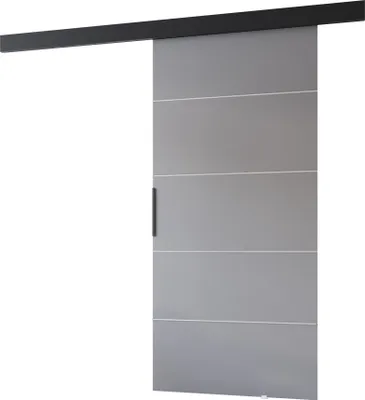 Zdjęcie produktu dla MINIO go for it, drzwi przesuwne "PRIM B", drzwi pokojowe, ze srebrnym wykończeniem, czarny uchwyt, 96 cm, kolor szary/czarny