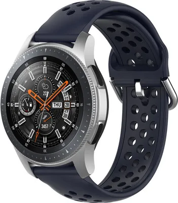 Produktbild von Strap-it Samsung Galaxy Watch 46mm Silikonarmband mit Löchern (Dunkelblau)