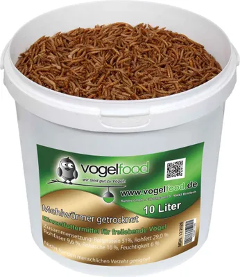 Getrocknete Mehlwürmer 10 Kg - Als Vogelfutter, Koifutter, Für Reptilien, Fische & Igel Koifriend Mehlwürmer