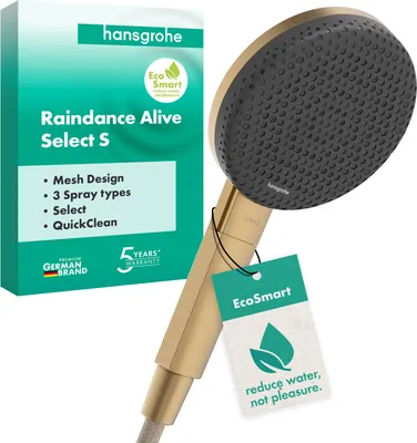 Imagen del producto de Hansgrohe Raindance Alive Select S, ducha de mano de 125 mm, 3 chorros, tecnología EcoSmart, acabado bronce cepillado