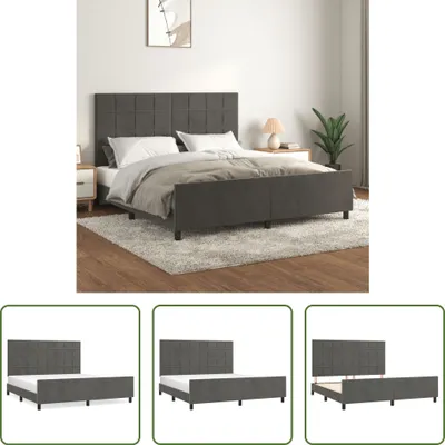 Produktbild von The Living Store Bettgestell mit Kopfteil Dunkelgrau 180x200 cm Samt