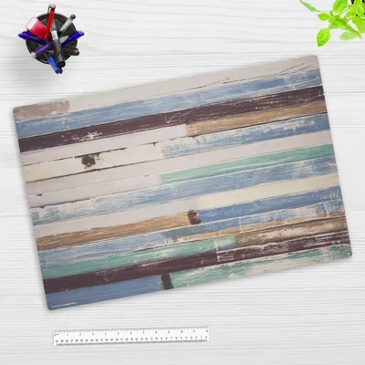 Produktbild von Schreibtischunterlage für Kinder und Erwachsene - Holz in blauen Pastellfarben  - 60 x 40 cm - premium Vinyl -  Germany