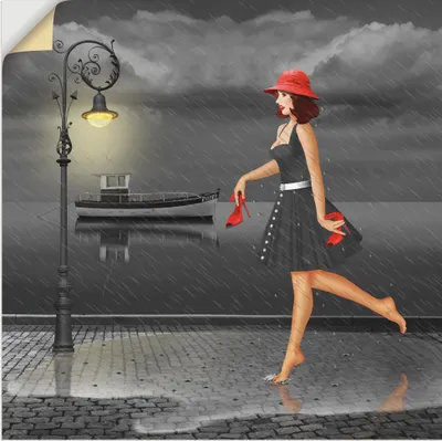 Produktbild von ARTland Wandbild, selbstklebend Tanzen im Regen Größe: 100x100 cm