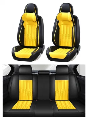 Produktbild von Komplettes Universal-Set Sitzbezüge für Autos – Luxus-Kunstleder in Schwarz und Gelb FLZ.TAP883