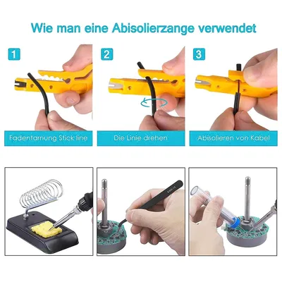 Produktbild von 60W Elektrischer Lötkolben Bausatz mit Keramikheizung, einstellbare Temperatur 180–520°C, Komplettset für Feinlötarbeiten & Heimwerker