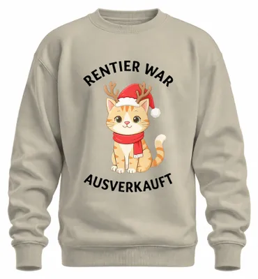Immagine prodotto di Felpa unisex con motivo natalizio: renna, gatto, divertente, regalo, carino, esaurita, colore naturale, taglia M